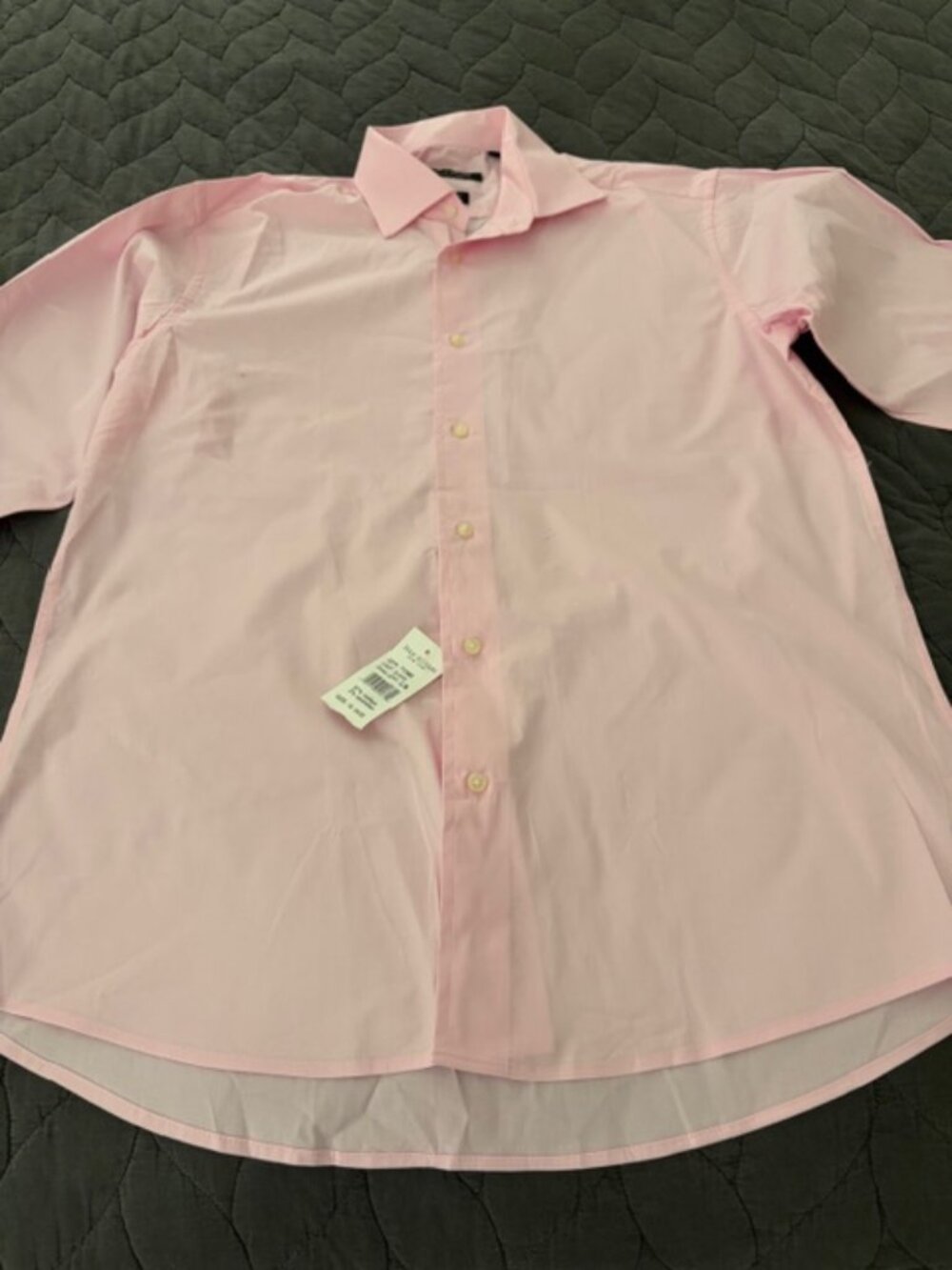 Isaac Mizrahi New York Pink Long Sleeve Slim Fit Stretch Dress Shirt 16 34/35